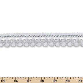 1 25 Inch Scroll Scalloped Metallic Corded 25 Yard Trim SV582550 Silver A9