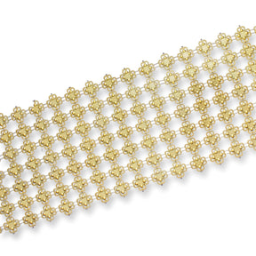 4 25 Inch Lucky Clover Filigree Metallic Studded Lace 10 Yard Trim SV582553 Gold A1