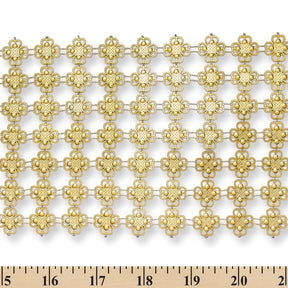 4 25 Inch Lucky Clover Filigree Metallic Studded Lace 10 Yard Trim SV582553 Gold A9