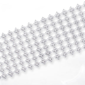 4 25 Inch Lucky Clover Filigree Metallic Studded Lace 10 Yard Trim SV582577 Silver A1