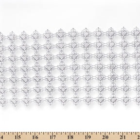 4 25 Inch Lucky Clover Filigree Metallic Studded Lace 10 Yard Trim SV582577 Silver A9