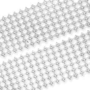 4 25 Inch Lucky Clover Filigree Metallic Studded Lace 10 Yard Trim SV582577 Silver A3