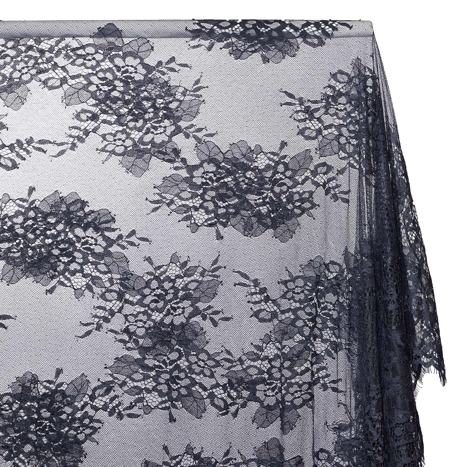 Leafy Chantilly Lace Fabric SV582676 Navy Blue Image A1
