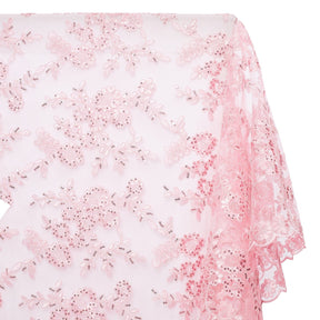 Sheer Floral Sequined Embroidery On Lace Fabric SV582709 Pink Image A1
