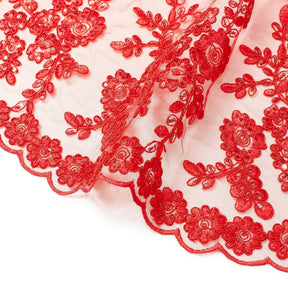 Sheer Floral Sequined Embroidery On Lace Fabric SV582710 Red Image A3