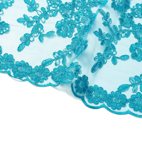 Sheer Floral Sequined Embroidery On Lace Fabric SV582711 Turquoise Image A3