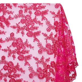 Sheer Floral Sequined Embroidery On Lace Fabric SV582712 Fuchsia Image A1