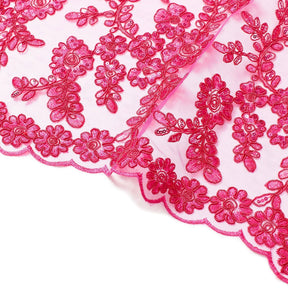 Sheer Floral Sequined Embroidery On Lace Fabric SV582712 Fuchsia Image A3