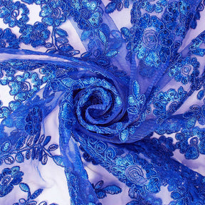 Sheer Floral Sequined Embroidery On Lace Fabric SV582713 Royal Blue Image A2