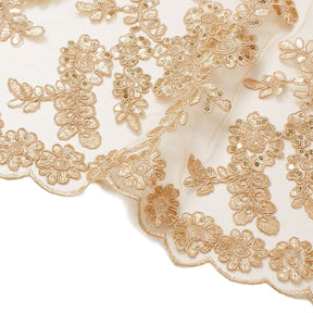 Sheer Floral Sequined Embroidery On Lace Fabric SV582714 Champagne Image A3