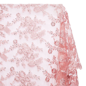 Sheer Floral Sequined Embroidery On Lace Fabric SV582715 Dusty Rose Image A1