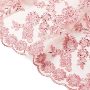 Sheer Floral Sequined Embroidery On Lace Fabric SV582715 Dusty Rose Image A3