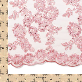 Sheer Floral Sequined Embroidery On Lace Fabric SV582715 Dusty Rose Image A9