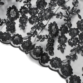 Sheer Floral Sequined Embroidery On Lace Fabric SV582717 Black Image A3