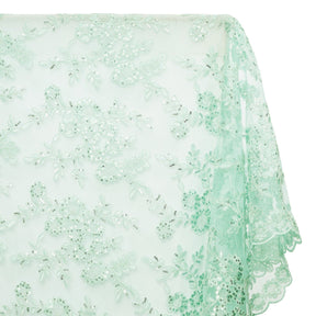 Sheer Floral Sequined Embroidery On Lace Fabric SV582718 Seafoam Image A1