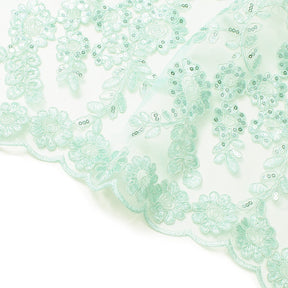 Sheer Floral Sequined Embroidery On Lace Fabric SV582718 Seafoam Image A3