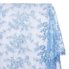 Sheer Floral Sequined Embroidery On Lace Fabric SV582719 Blue Image A1