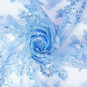 Sheer Floral Sequined Embroidery On Lace Fabric SV582719 Blue Image A2
