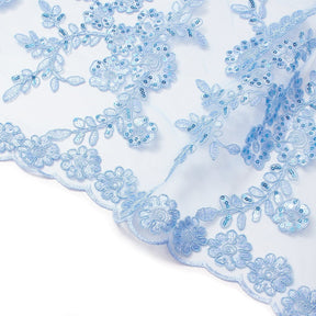 Sheer Floral Sequined Embroidery On Lace Fabric SV582719 Blue Image A3