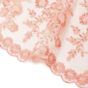 Sheer Floral Sequined Embroidery On Lace Fabric SV582720 Peach Image A3