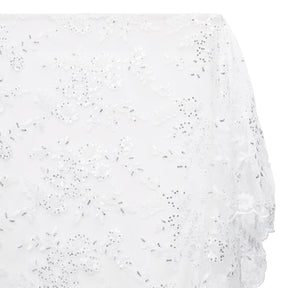 Sheer Floral Sequined Embroidery On Lace Fabric SV582721 White Image A1