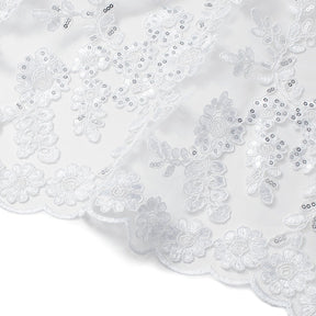 Sheer Floral Sequined Embroidery On Lace Fabric SV582721 White Image A3
