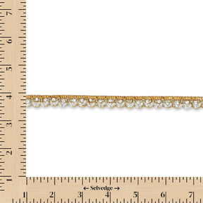 1/2 Inch Beaded Rhinestone Metallic Corded Ribbon Fabric Trim SV582728 Copper Image A9