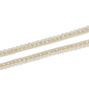 1/2 Inch Beaded Rhinestone Metallic Corded Ribbon Fabric Trim SV582729 Gold Image A4