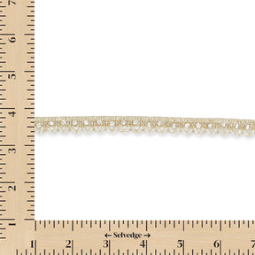 1/2 Inch Beaded Rhinestone Metallic Corded Ribbon Fabric Trim SV582729 Gold Image A9