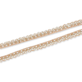 1/2 Inch Beaded Rhinestone Metallic Corded Ribbon Fabric Trim SV582730 Antique Gold Image A4