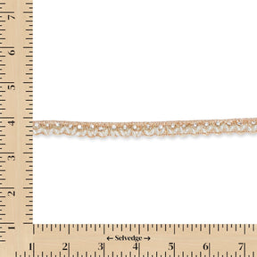 1/2 Inch Beaded Rhinestone Metallic Corded Ribbon Fabric Trim SV582730 Antique Gold Image A9