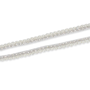 1/2 Inch Beaded Rhinestone Metallic Corded Ribbon Fabric Trim SV582732 Silver Image A4