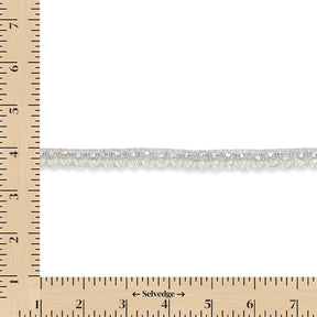 1/2 Inch Beaded Rhinestone Metallic Corded Ribbon Fabric Trim SV582732 Silver Image A9