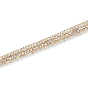 3/4 Inch Pearly Beaded Rhinestone Metallic Corded Fabric Trim SV582733 Champagne Image A3