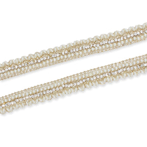 3/4 Inch Pearly Beaded Rhinestone Metallic Corded Fabric Trim SV582735 Gold Image A4