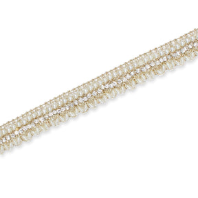 3/4 Inch Pearly Beaded Rhinestone Metallic Corded Fabric Trim SV582735 Gold Image A3