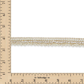 3/4 Inch Pearly Beaded Rhinestone Metallic Corded Fabric Trim SV582735 Gold Image A9