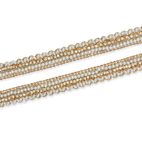 3/4 Inch Pearly Beaded Rhinestone Metallic Corded Fabric Trim SV582736 Antique Gold Image A4
