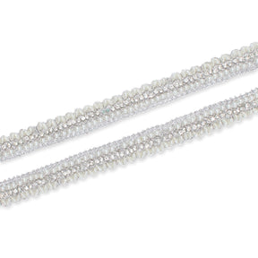 3/4 Inch Pearly Beaded Rhinestone Metallic Corded Fabric Trim SV582738 Silver Image A4