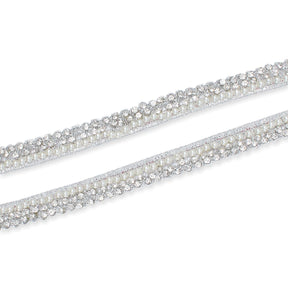1/2 Inch Pearly Diamond Rhinestone Metallic Ribbon Fabric Trim SV582739 Silver Image A4