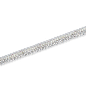 1/2 Inch Pearly Diamond Rhinestone Metallic Ribbon Fabric Trim SV582739 Silver Image A3