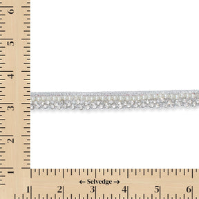1/2 Inch Pearly Diamond Rhinestone Metallic Ribbon Fabric Trim SV582739 Silver Image A9