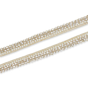 1/2 Inch Pearly Diamond Rhinestone Metallic Ribbon Fabric Trim SV582740 Gold Image A4