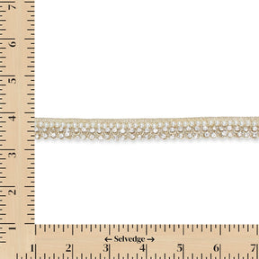 1/2 Inch Pearly Diamond Rhinestone Metallic Ribbon Fabric Trim SV582740 Gold Image A9