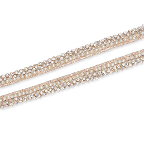 1/2 Inch Pearly Diamond Rhinestone Metallic Ribbon Fabric Trim SV582741 Champagne Image A4