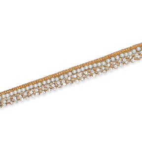 1/2 Inch Pearly Diamond Rhinestone Metallic Ribbon Fabric Trim SV582742 Antique Gold Image A3