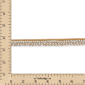 1/2 Inch Pearly Diamond Rhinestone Metallic Ribbon Fabric Trim SV582742 Antique Gold Image A9
