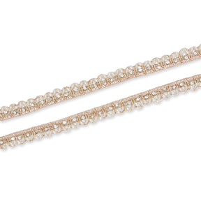 1/2 Inch Beaded Rhinestone Metallic Corded Ribbon Fabric Trim SV582743 Champagne Image A4