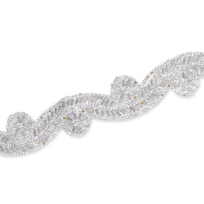 1.5 Inch Beaded Rhinestone Glitter Infused Iron On Sheer Fabric Trim SV582894 Silver Image A3
