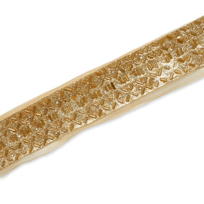 1.25 Inch Beaded Rhinestone Glitter Infused Iron On Single Fold Mesh Fabric Trim SV582895 Gold Image A3